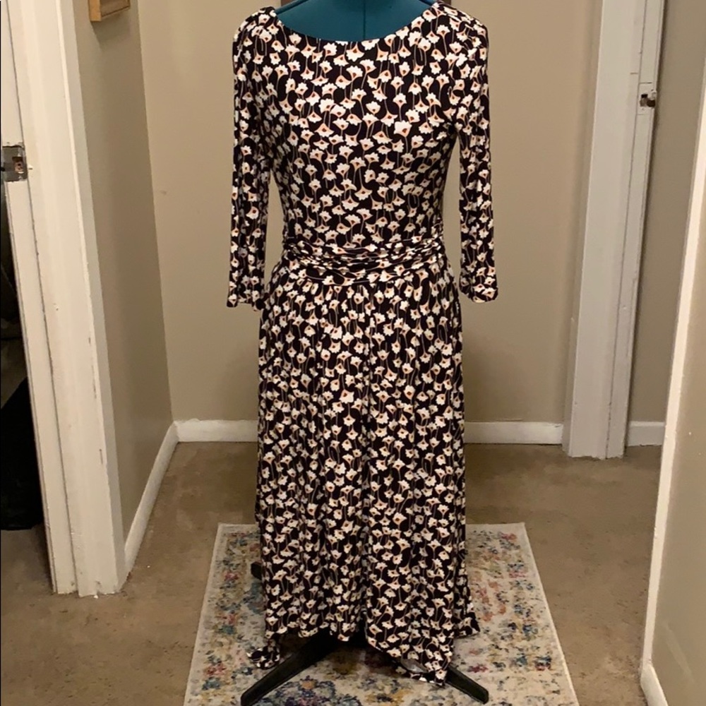 Boden floral dress with V back